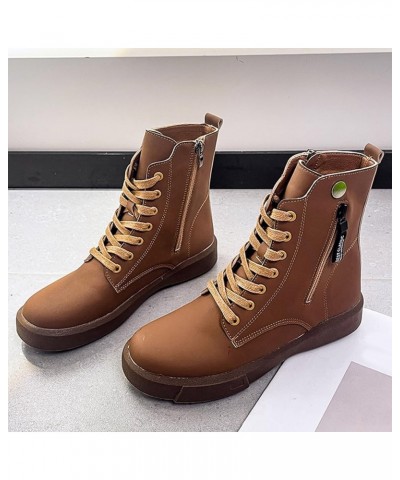 Woments Winter Boots Waterproof Comfortable Winter Snow Boots Thickened Plush Snow Boots with Side Zipper C1-brown $30.05 Boots