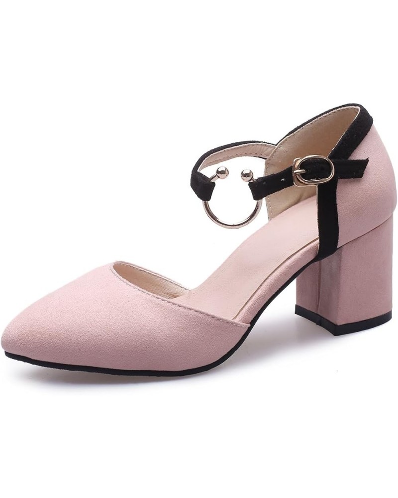 Womens LC1157 Comfort Charms D Orsay Nubuck Mid Chunky Pumps Pink $34.09 Pumps