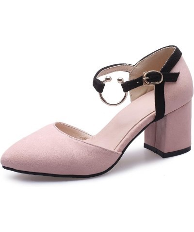 Womens LC1157 Comfort Charms D Orsay Nubuck Mid Chunky Pumps Pink $34.09 Pumps