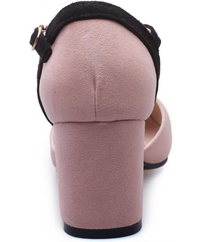 Womens LC1157 Comfort Charms D Orsay Nubuck Mid Chunky Pumps Pink $34.09 Pumps