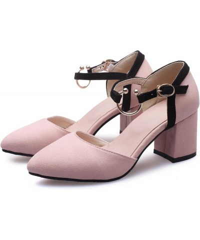 Womens LC1157 Comfort Charms D Orsay Nubuck Mid Chunky Pumps Pink $34.09 Pumps