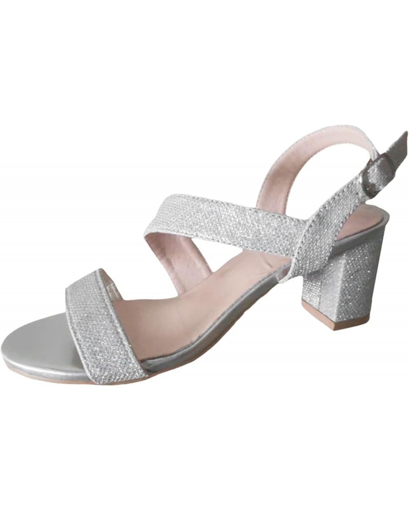 Womens Ankle Strap Sparkle Wedge Sandals Beach Summer Casual Bohemian Flat Yoga Mat Slipper Sandals 76-zoxro-silver-h $12.27 ...