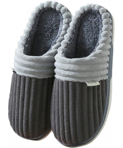 Women Slippers Cotton Slippers Non-Slip Slippers Autumn Winter Warm Slippers Floor Slippers Men Flannel Slippers Grey $20.71 ...