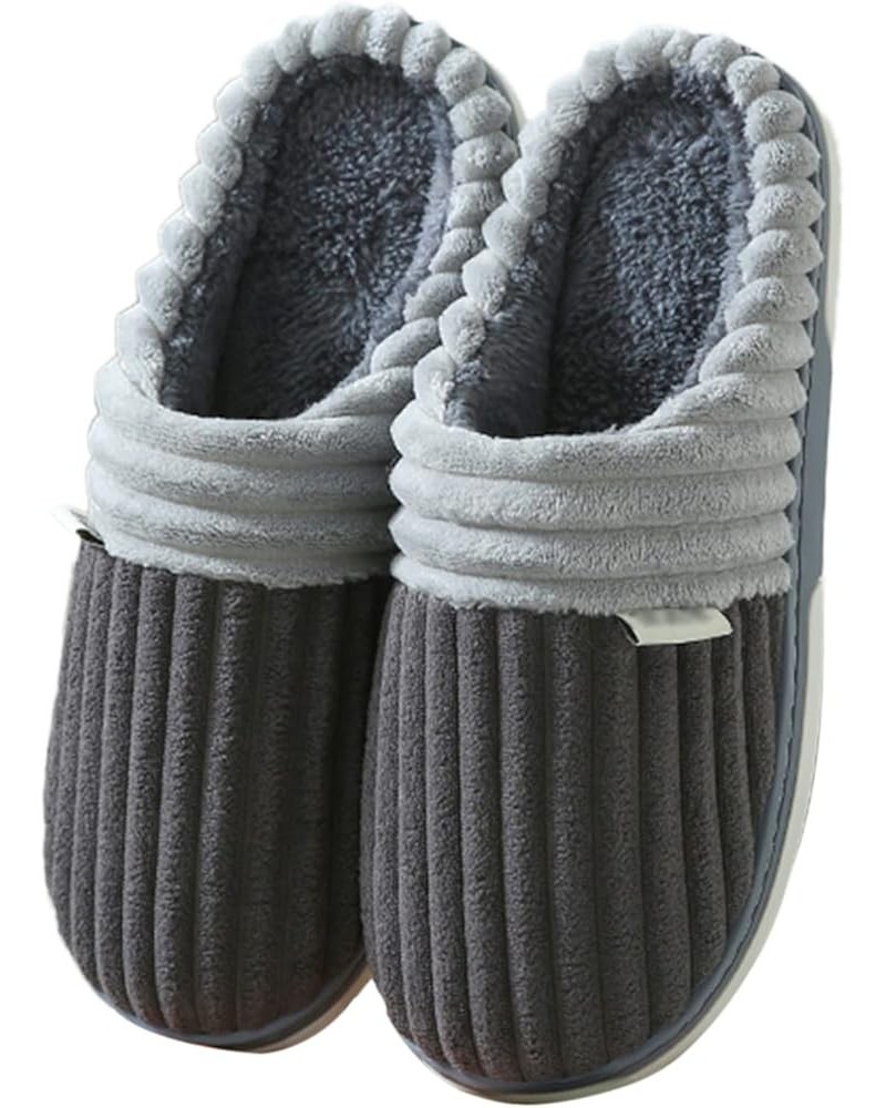 Women Slippers Cotton Slippers Non-Slip Slippers Autumn Winter Warm Slippers Floor Slippers Men Flannel Slippers Grey $20.71 ...