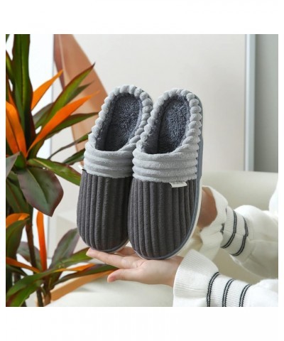 Women Slippers Cotton Slippers Non-Slip Slippers Autumn Winter Warm Slippers Floor Slippers Men Flannel Slippers Grey $20.71 ...