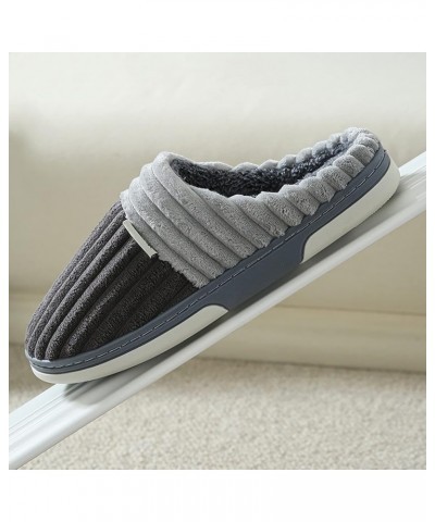 Women Slippers Cotton Slippers Non-Slip Slippers Autumn Winter Warm Slippers Floor Slippers Men Flannel Slippers Grey $20.71 ...