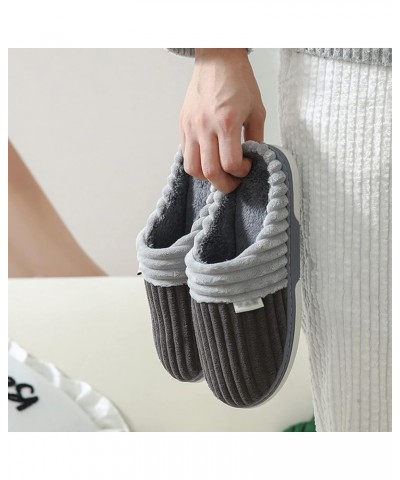 Women Slippers Cotton Slippers Non-Slip Slippers Autumn Winter Warm Slippers Floor Slippers Men Flannel Slippers Grey $20.71 ...