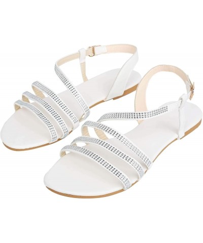 wedding sandals for bride, Summer Womens Flip-Flops Open Toe Casual Shoes Flats Buckle Strap Roman Sandals Z 13-silver $12.38...