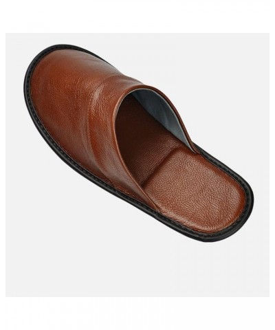 Mens Women Genuine Cowhide Leather Slippers Non Slip Home Bedroom Shoes House Slippers Comfy Indoor Slippers (Color : E, Size...