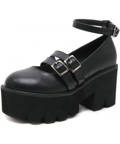 Women's Goth Mary Jane Platform Shoes Chunky Heeled Ankle Strap Pumps Dress Shoes Black $23.45 Pumps