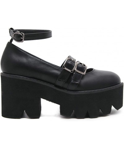 Women's Goth Mary Jane Platform Shoes Chunky Heeled Ankle Strap Pumps Dress Shoes Black $23.45 Pumps