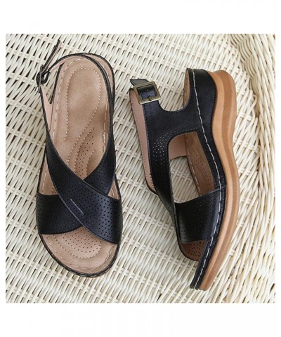 Women Sandals Summer Bohemian Vintage Style Slope Heel Sandals Comfortable Buckle Sandals Pool Sandals Women Flip Flop (Red, ...