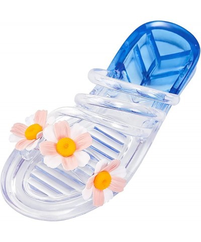 Summer Women's Two Color Chrysanthemum Translucent Soft Soles Roman Style Sandals Womens Booties Slippers (Blue, 7.5) Blue 8 ...