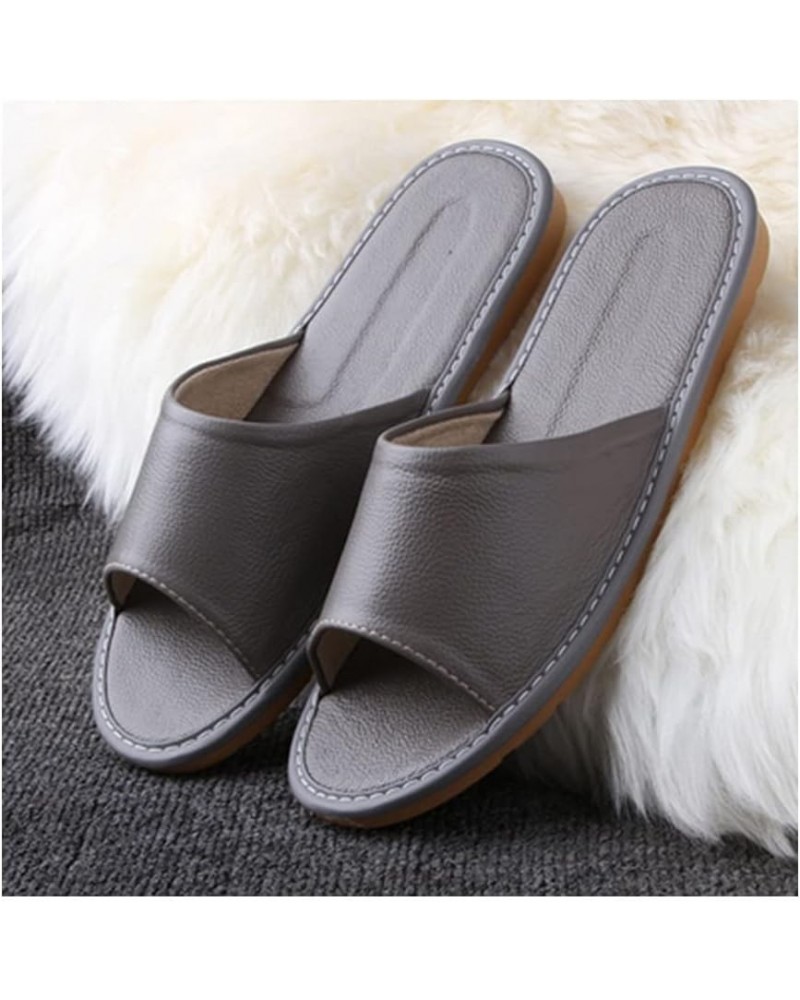 Men's and Women's Genuine Leather Open Toe Slippers Summer Sandals，Open Toes Indoor Slippers Leather Sandals Casual House Sho...