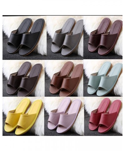 Men's and Women's Genuine Leather Open Toe Slippers Summer Sandals，Open Toes Indoor Slippers Leather Sandals Casual House Sho...