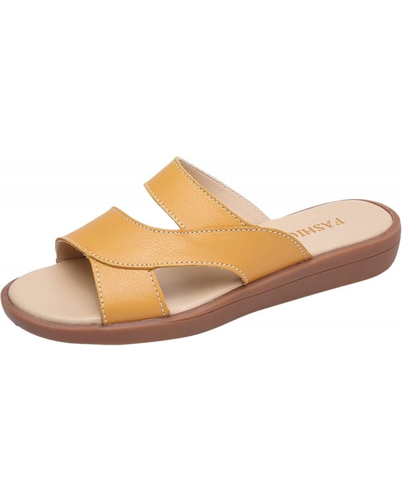 Pillow Sandals for Women Women Shoes Fashion Wedge Thick Soled Slippers Casual Shoes Teen Girls Rounded Toe Yellow $22.01 San...