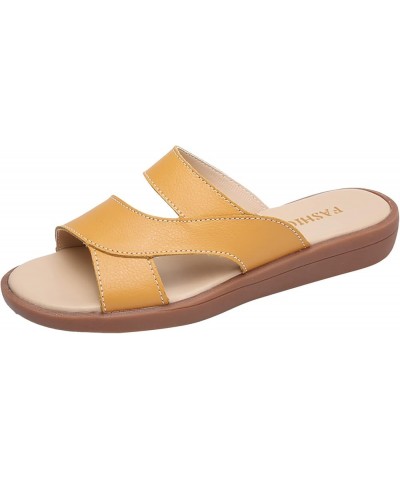 Pillow Sandals for Women Women Shoes Fashion Wedge Thick Soled Slippers Casual Shoes Teen Girls Rounded Toe Yellow $22.01 San...