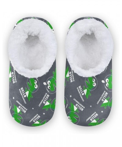 Cute Green Dinosaur Star Kids Boys Girls House Slippers Socks Spa Travel toddler Home Shoes Non Slip Warm Soft Winter Fuzzy S...