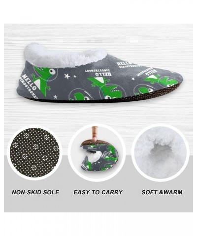 Cute Green Dinosaur Star Kids Boys Girls House Slippers Socks Spa Travel toddler Home Shoes Non Slip Warm Soft Winter Fuzzy S...