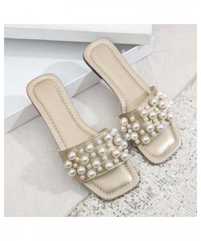 Women's Slippers with Rubber Soles Women Slippers Fashionable Summer New Pattern Pearl Decoration Large Flat Beach Shoes Comf...