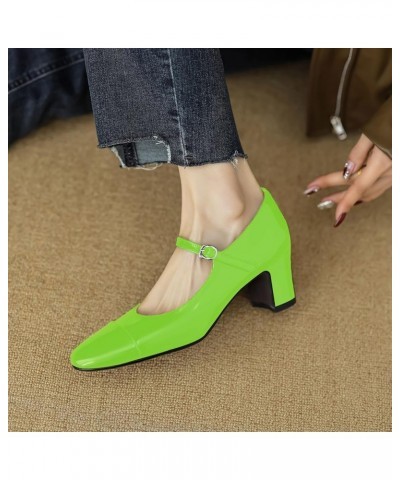 Women's Closed Round Toe Chunky Block Heel Pumps Slip On Mary Jane Shoes Low Heel Cap Toe Dress Shoes Mid Heel Single Strap P...