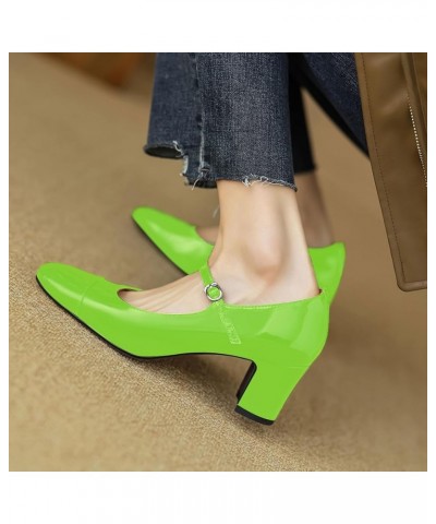 Women's Closed Round Toe Chunky Block Heel Pumps Slip On Mary Jane Shoes Low Heel Cap Toe Dress Shoes Mid Heel Single Strap P...