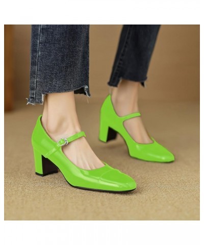 Women's Closed Round Toe Chunky Block Heel Pumps Slip On Mary Jane Shoes Low Heel Cap Toe Dress Shoes Mid Heel Single Strap P...