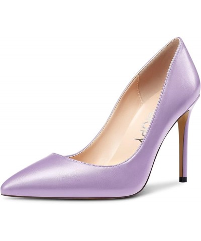 Women Stiletto High Heel Close Pointed Toe Pumps Slip-on Wedding Sexy Dress Shoes Purple $31.15 Pumps