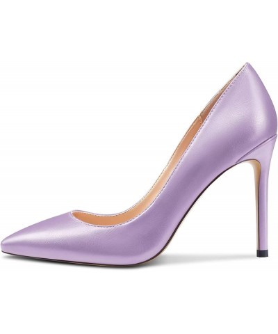 Women Stiletto High Heel Close Pointed Toe Pumps Slip-on Wedding Sexy Dress Shoes Purple $31.15 Pumps