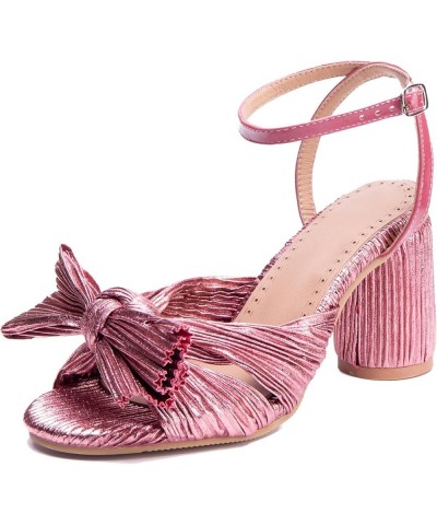 Women Ankle Wrap Dress Sandals with Heels for Evening/Prom/Party Bright Pink $26.79 Sandals