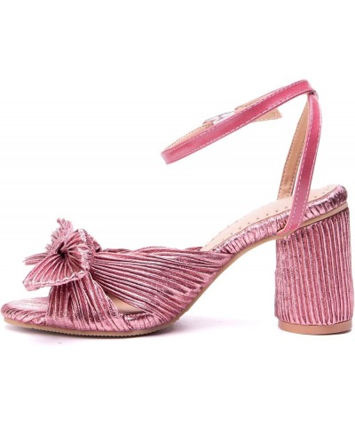 Women Ankle Wrap Dress Sandals with Heels for Evening/Prom/Party Bright Pink $26.79 Sandals