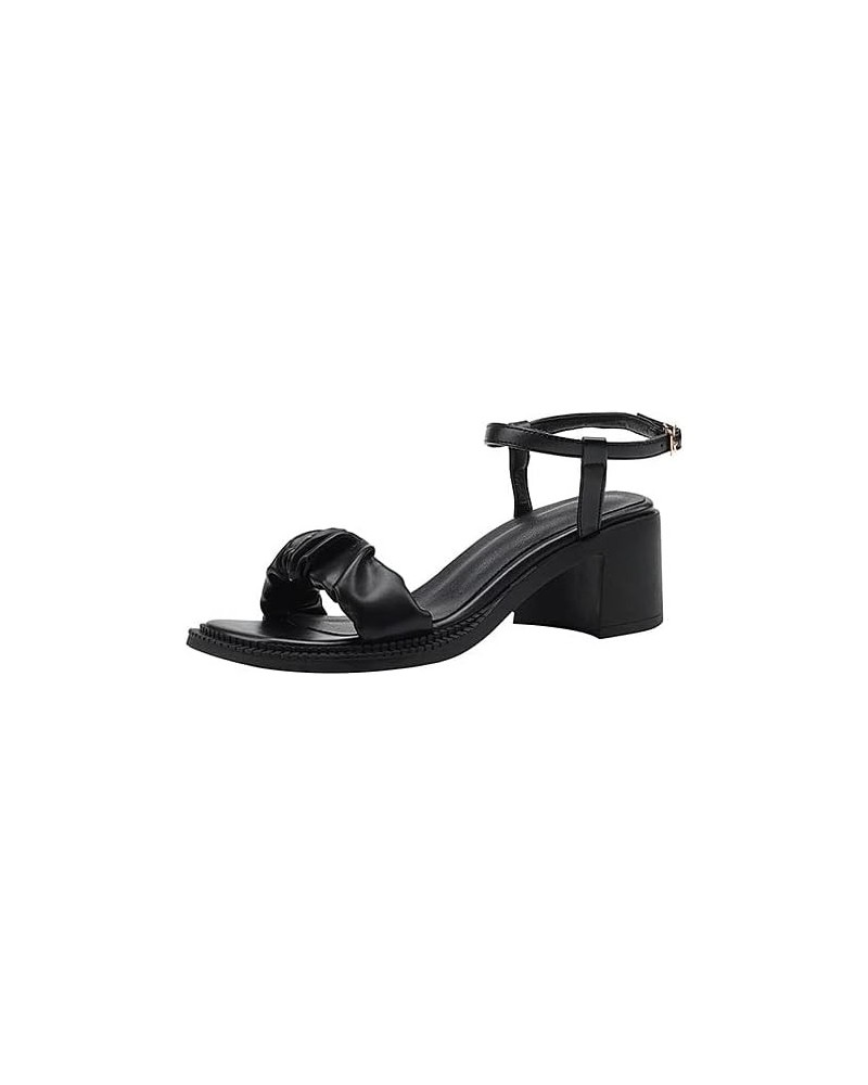 Women's Low Heels for Women Open Toe Ankle Strap Block Chunky Heel Sandals Holiday Party Wedding Dress Pumps Shoes Black $30....