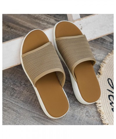 Wedge Sandals for Women Dressy Flip Flops Espadrilles Sandals Beach Boho Sandals 2 Band Sandal 35-nrny-i-khaki $9.94 Slippers