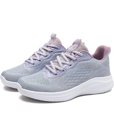 Women's Casual Knitted Breathable Lace-Up Sneakers Running Sports Shoes Lace up Sneakers Z 12-purple $13.56 Athletic Shoes