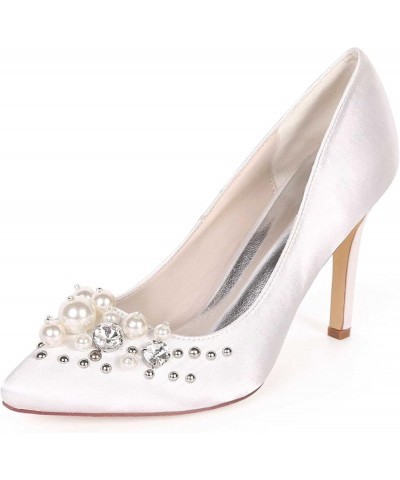 Heels for Women Pointed Toe - Kitten Heels Dress Wedding Heels Shoes for Women 3.74 Inch Slip on Pearl Prom Party Bridal Pump...