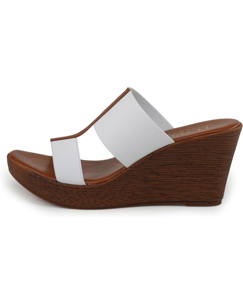 Daizy Womens Elastic Wedge Sandal White $24.00 Sandals