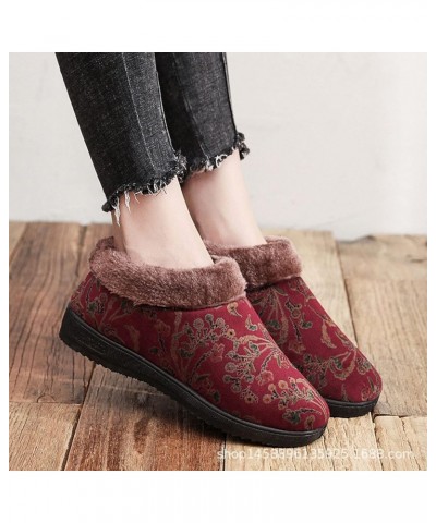 Fashion Winter Women Snow Boots Flat Bottom Non Slip Indoor Outdoor Flower Print Plush Warm and Comfortable Sturdy Water Hiki...