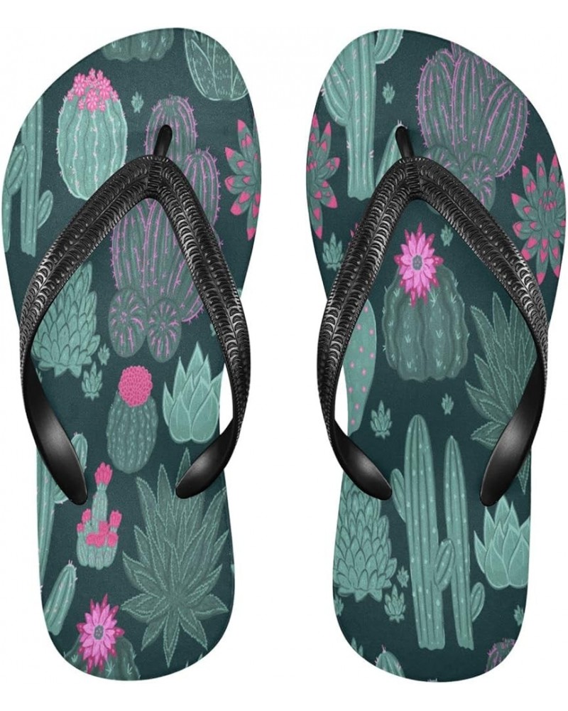 Tropical Cacti Floral Womens Flip Flops Summer Beach Sandals Casual Thong Slippers Comfortable Shower Slippers Non Slip Water...