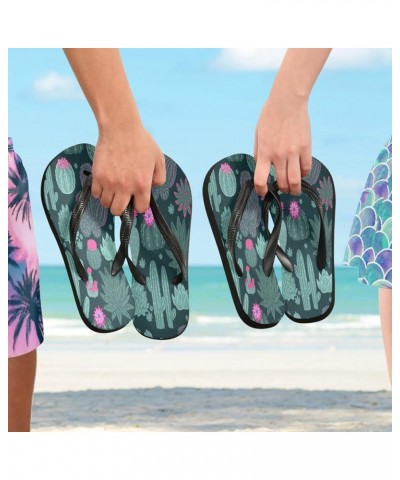 Tropical Cacti Floral Womens Flip Flops Summer Beach Sandals Casual Thong Slippers Comfortable Shower Slippers Non Slip Water...