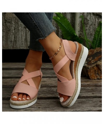 Platform Clear Wedges For Women Platform Slippers Size 11 Sandals For Women Heeled Sandals For Women Dressy S 10-pink $12.24 ...