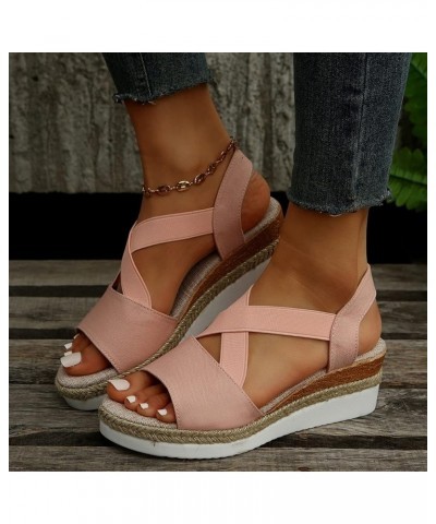 Platform Clear Wedges For Women Platform Slippers Size 11 Sandals For Women Heeled Sandals For Women Dressy S 10-pink $12.24 ...