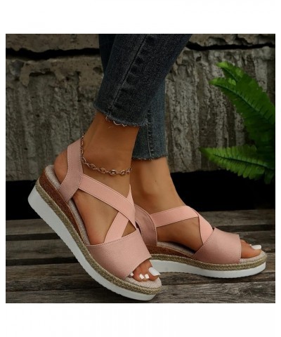 Platform Clear Wedges For Women Platform Slippers Size 11 Sandals For Women Heeled Sandals For Women Dressy S 10-pink $12.24 ...