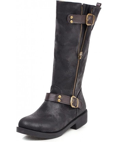 Retro Womens Pleated mid calf boots 50 Black $30.08 Boots