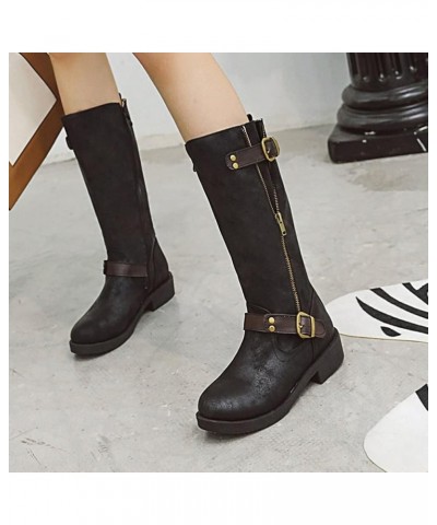 Retro Womens Pleated mid calf boots 50 Black $30.08 Boots