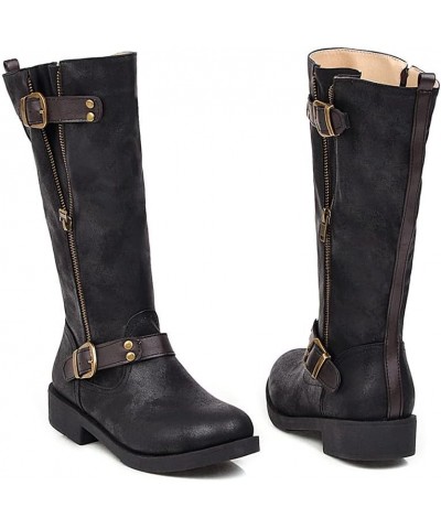 Retro Womens Pleated mid calf boots 50 Black $30.08 Boots