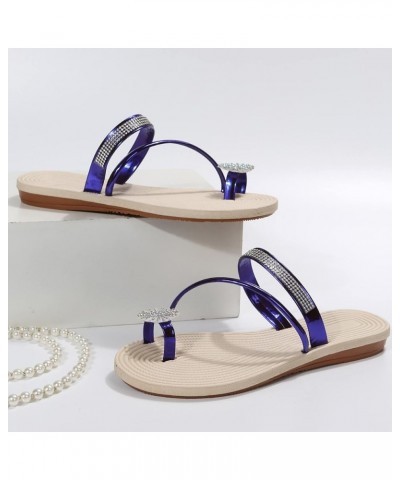 Red Sandals For Women Comfortable Sandals For Women Sandals Women Sandals Size 7 Women Flats Shoes Dressy H-dark Blue $13.09 ...