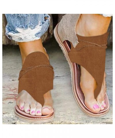 Sandals for Women Dressy Summer, Gladiator Sandals for Women Summer Flip Flops Sandals Retro Suede Flat Sandals Brown $12.08 ...