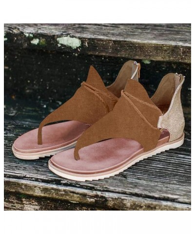 Sandals for Women Dressy Summer, Gladiator Sandals for Women Summer Flip Flops Sandals Retro Suede Flat Sandals Brown $12.08 ...