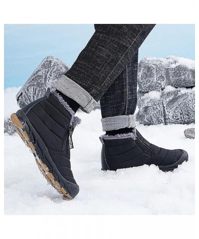 Ankle Boots for Women No Heel,Womens thick Warm Hiking Boots Fashion Booties Lightweight Walking Short Bootie Slip On Vintage...