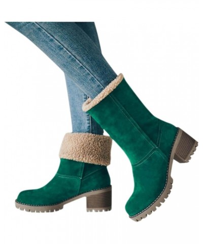 Boots For Women With Heel Warm Fur Lined Winter Snow Ankle Booties Suede Hidden Wedge Anti-Slip Winter Shoes Green $19.04 Out...